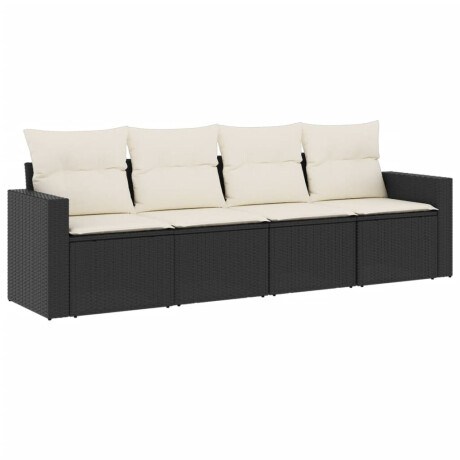 vidaXL 4-delige Loungeset met kussens poly rattan zwart afbeelding2 - 1