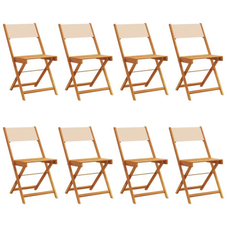 vidaXL Tuinstoelen 8 st inklapbaar stof en massief hout beige afbeelding2 - 1