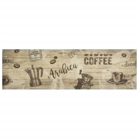 vidaXL Keukenmat wasbaar koffieprint 45x150 cm fluweel bruin afbeelding2 - 1