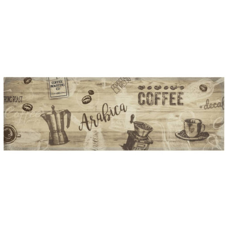 vidaXL Keukenmat wasbaar koffieprint 60x180 cm fluweel bruin afbeelding2 - 1