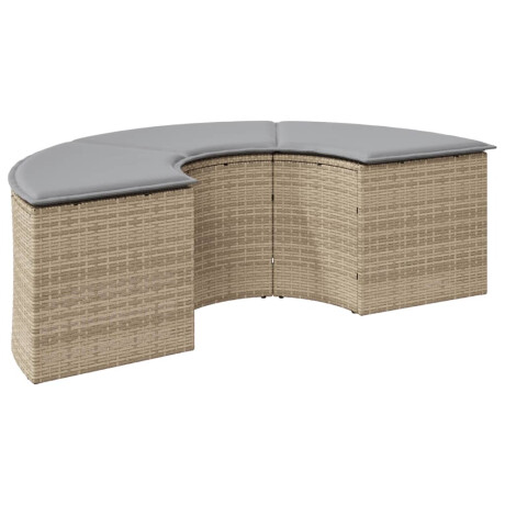 vidaXL Tuinvoetenbank met kussen poly rattan beige afbeelding2 - 1