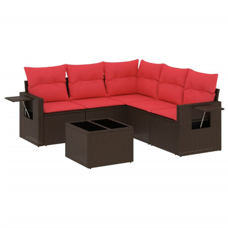 vidaXL 6-delige tuinbankset met kussens, bruin polyrotan afbeelding2 - 1