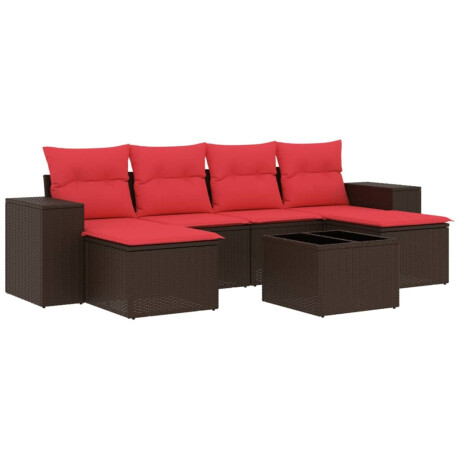 vidaXL 7-delige tuinbankset met kussens, bruin polyrotan afbeelding2 - 1