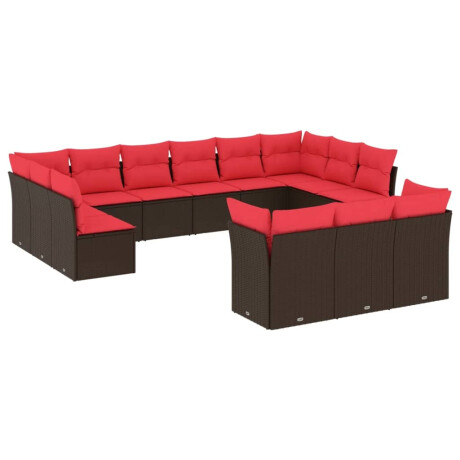 vidaXL 13-delige tuinbankset met kussens, bruin polyrotan afbeelding2 - 1