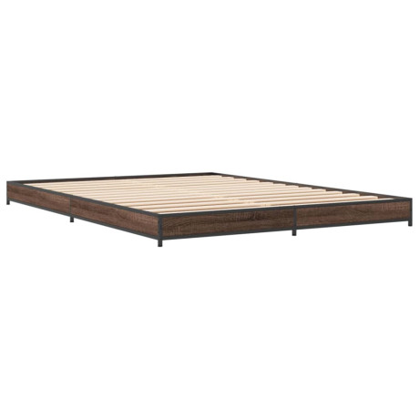 vidaXL Bedframe bewerkt hout metaal bruin eikenkleur 120x200 cm afbeelding2 - 1