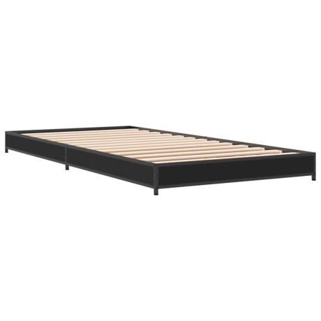 vidaXL Bedframe bewerkt hout en metaal zwart 90x200 cm afbeelding2 - 1