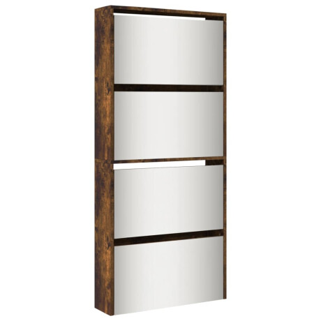 vidaXL Schoenenkast met spiegel 4-laags 63x17x134 cm gerookt eiken afbeelding2 - 1