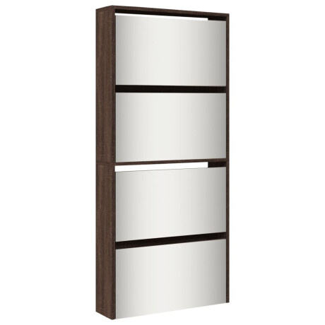 vidaXL Schoenenkast met spiegel 4-laags 63x17x134 cm bruin eikenkleur afbeelding2 - 1