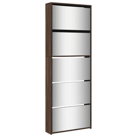 vidaXL Schoenenkast met spiegel 5-laags 63x17x169,5 cm bruineikenkleur afbeelding2 - 1