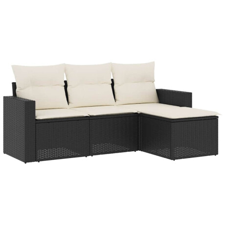 vidaXL 4-delige Loungeset met kussens poly rattan zwart afbeelding2 - 1
