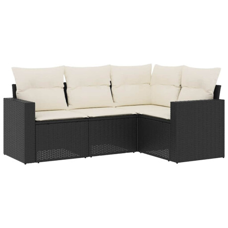 vidaXL 4-delige Loungeset met kussens poly rattan zwart afbeelding2 - 1