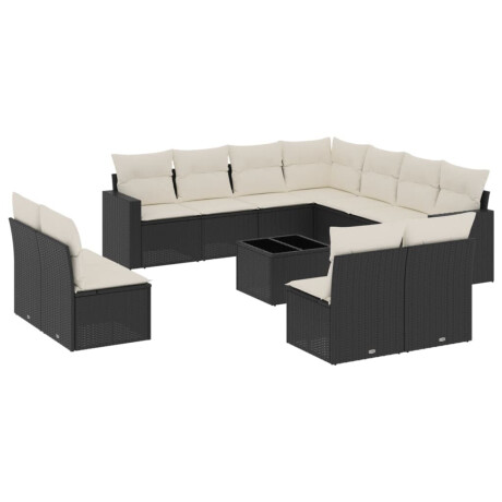 vidaXL 12-delige Loungeset met kussens poly rattan zwart afbeelding2 - 1