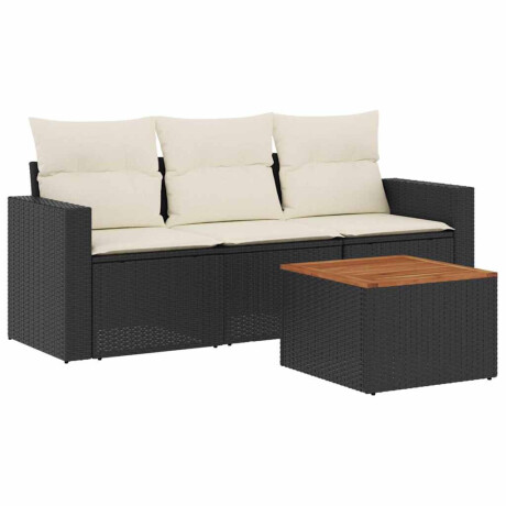 vidaXL 4-delige Loungeset met kussens poly rattan zwart afbeelding2 - 1