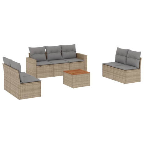 vidaXL 8-delige Loungeset met kussens poly rattan gemengd beige afbeelding2 - 1