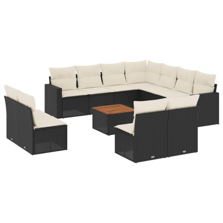 vidaXL 12-delige Loungeset met kussens poly rattan zwart afbeelding2 - 1