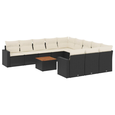 vidaXL 12-delige Loungeset met kussens poly rattan zwart afbeelding2 - 1