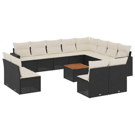 vidaXL 13-delige Loungeset met kussens poly rattan zwart afbeelding2 - 1