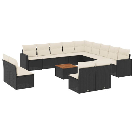 vidaXL 14-delige Loungeset met kussens poly rattan zwart afbeelding2 - 1