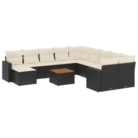 vidaXL 12-delige Loungeset met kussens poly rattan zwart afbeelding2 - 1