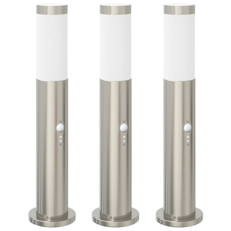 vidaXL Bolderverlichting met sensor 3 stuks 50 cm RVS IP44 afbeelding2 - 1