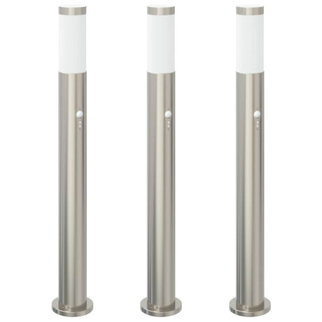 vidaXL Bolderverlichting met sensor 3 stuks 80 cm RVS IP44 afbeelding2 - 1