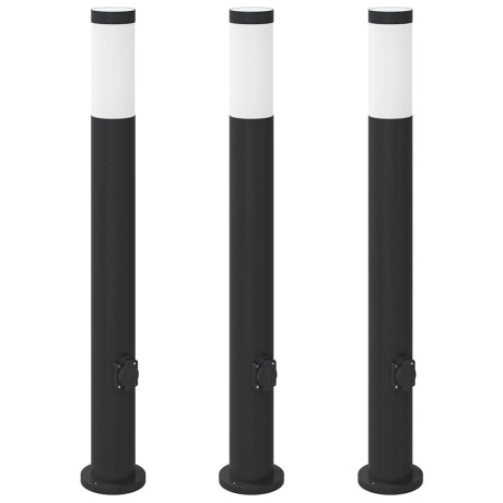 vidaXL Bolderverlichting met stopcontact 3 stuks 80 cm roestvrij staal IP44 afbeelding2 - 1