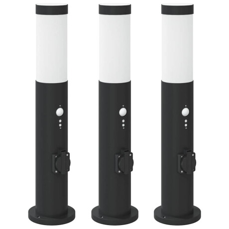 vidaXL Bolderverlichting met sensor en stopcontact 3 stuks 50 cm roestvrij staal IP44 afbeelding2 - 1