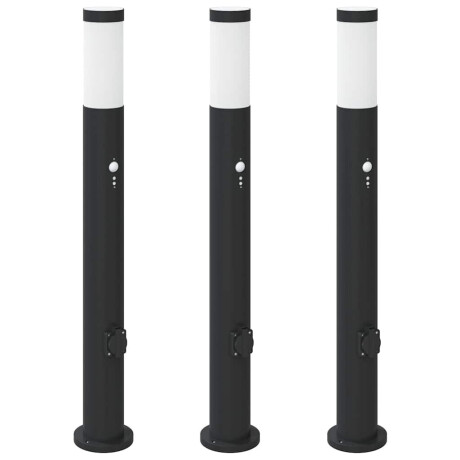vidaXL Bolderverlichting met sensor en stopcontact 3 stuks 80 cm roestvrij staal IP44 afbeelding2 - 1