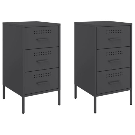 vidaXL Nachtkastjes 2 st 36x39x68 cm staal zwart afbeelding2 - 1
