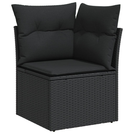 vidaXL 6-delige Loungeset met kussens poly rattan zwart afbeelding2 - 1