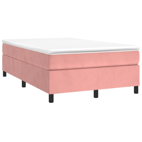 vidaXL Boxspring met matras fluweel roze 120x190 cm afbeelding2 - 1