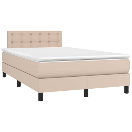 vidaXL Boxspring met matras kunstleer cappuccinokleurig 120x190 cm afbeelding2 - 1