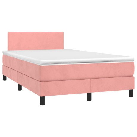 vidaXL Boxspring met matras fluweel roze 120x190 cm afbeelding2 - 1