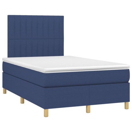 vidaXL Boxspring met matras stof blauw 120x190 cm afbeelding2 - 1