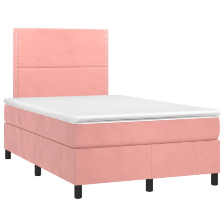 vidaXL Boxspring met matras fluweel roze 120x190 cm afbeelding2 - 1