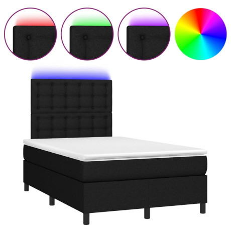 vidaXL Boxspring met matras en LED stof zwart 120x190 cm afbeelding2 - 1