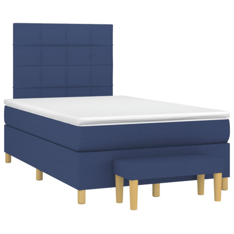 vidaXL Boxspring met matras stof blauw 120x190 cm afbeelding2 - 1