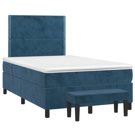 vidaXL Boxspring met matras fluweel donkerblauw 120x190 cm afbeelding2 - 1