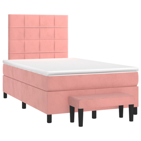 vidaXL Boxspring met matras fluweel roze 120x190 cm afbeelding2 - 1