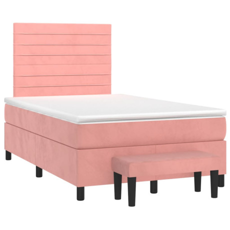 vidaXL Boxspring met matras fluweel roze 120x190 cm afbeelding2 - 1