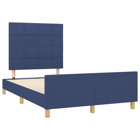 vidaXL Bedframe met hoofdbord stof blauw 120x190 cm afbeelding2 - 1