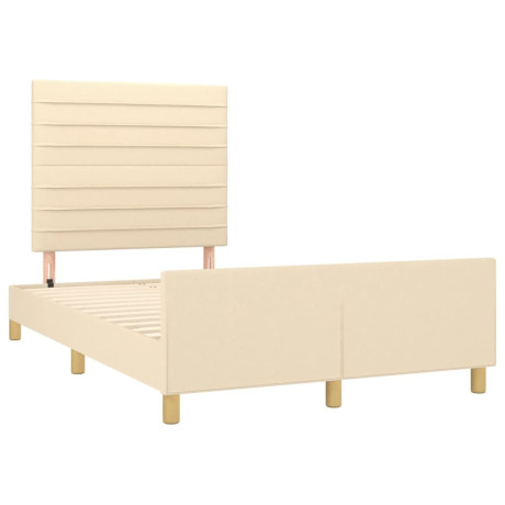 vidaXL Bedframe met hoofdbord stof crèmekleurig 120x190 cm afbeelding2 - 1