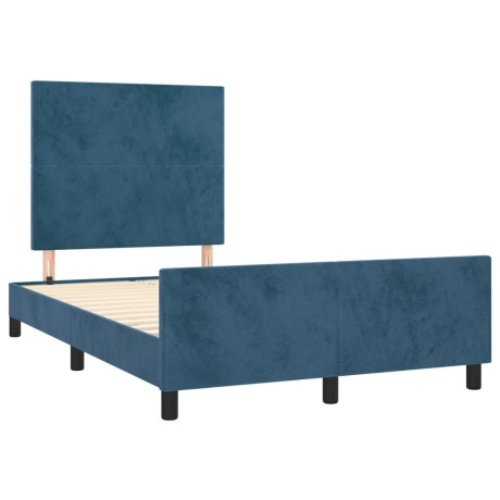 vidaXL Bedframe met hoofdbord fluweel donkerblauw 120x190 cm afbeelding2 - 1