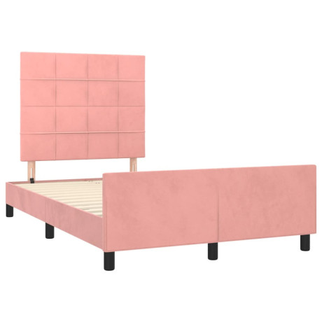 vidaXL Bedframe met hoofdbord fluweel roze 120x190 cm afbeelding2 - 1