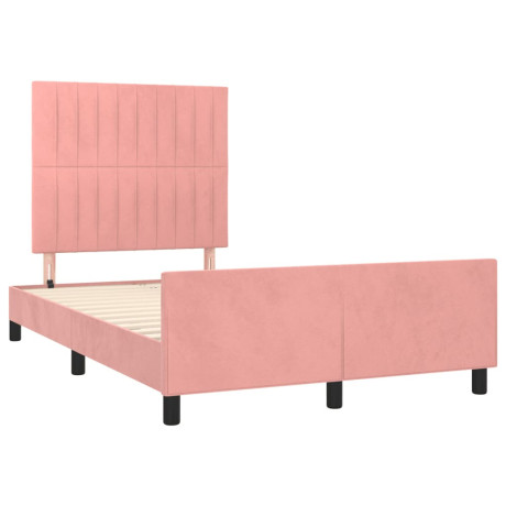 vidaXL Bedframe met hoofdbord fluweel roze 120x190 cm afbeelding2 - 1