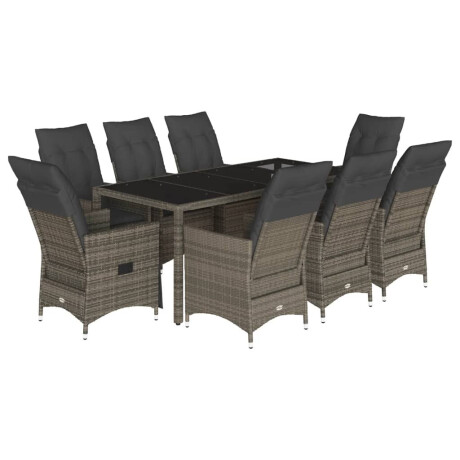 vidaXL 9-delige Tuinset met kussens poly rattan grijs afbeelding2 - 1