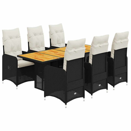 vidaXL 7-delige Bistroset met kussens poly rattan zwart afbeelding2 - 1
