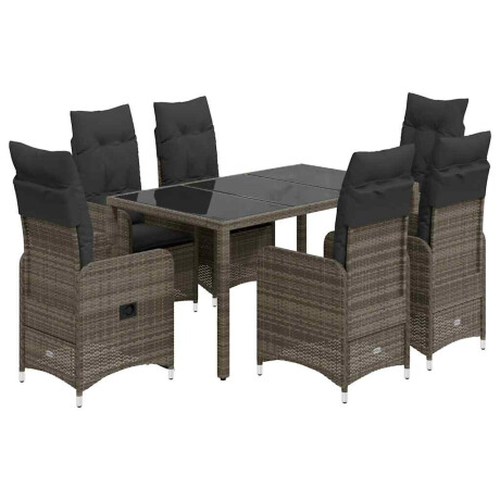 vidaXL 5-delige Bistroset met kussens poly rattan grijs afbeelding2 - 1