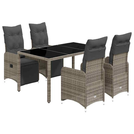 vidaXL 5-delige Bistroset met kussens poly rattan grijs afbeelding2 - 1