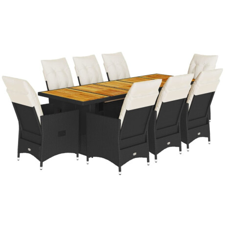 vidaXL 9-delige Bistroset met kussens poly rattan zwart afbeelding2 - 1